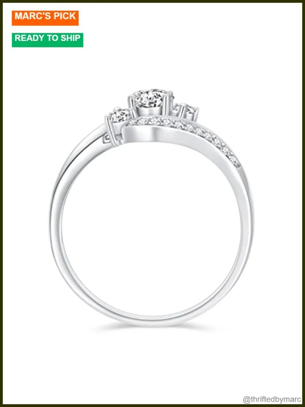 Moissanite Engagement Ring Platinum Plated Silver Cathedral Style Custom Size